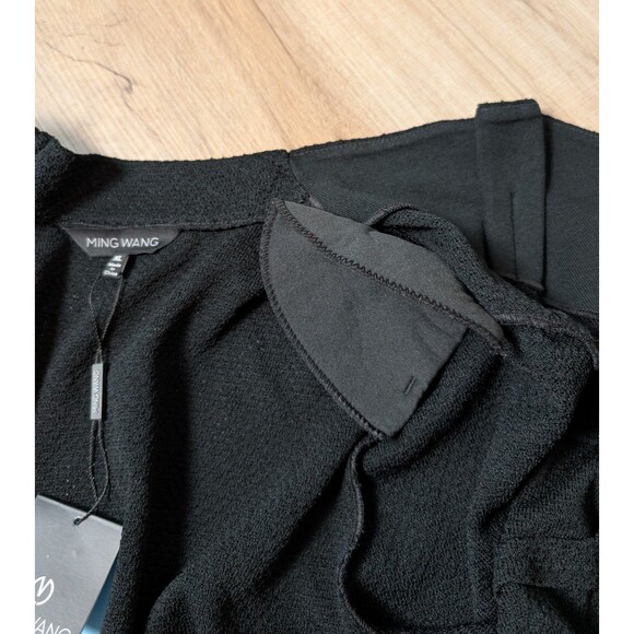 NWT Ming Wang Size XL Jacket Tiered Sculptural Lapel 3/4 Sleeve Black Textured - Picture 10 of 13